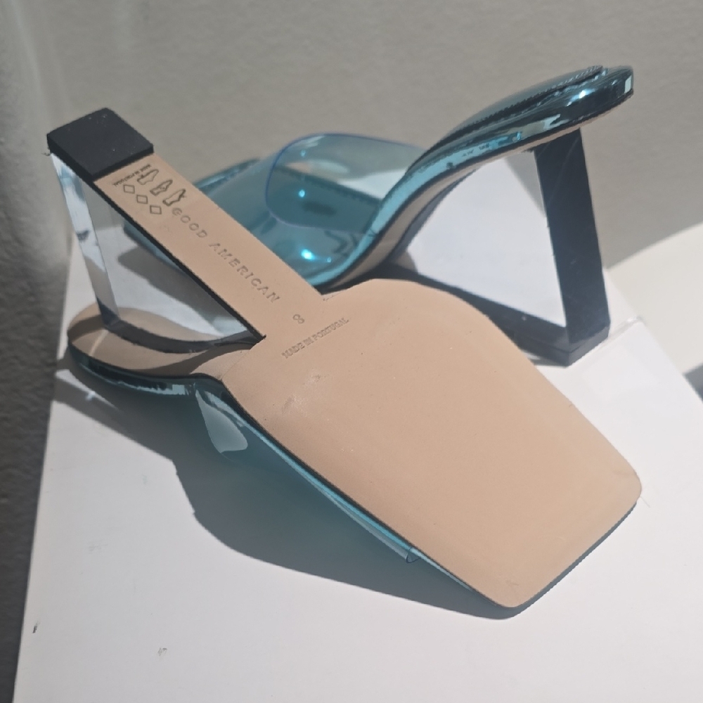 Good American Blue Transparent Heels Size 8 NWT - Picture 7 of 9
